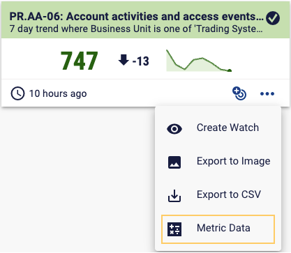 Metric Data drop down