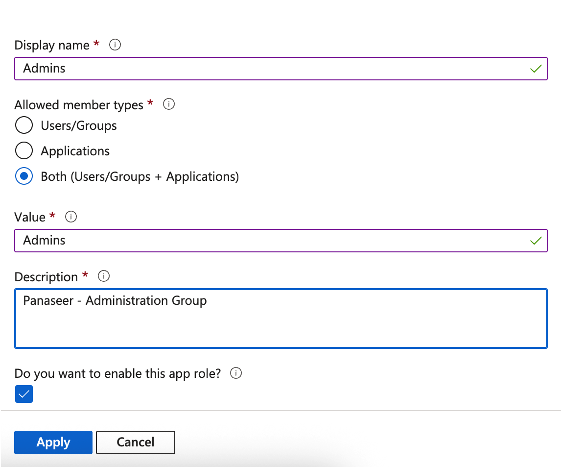 Create app role