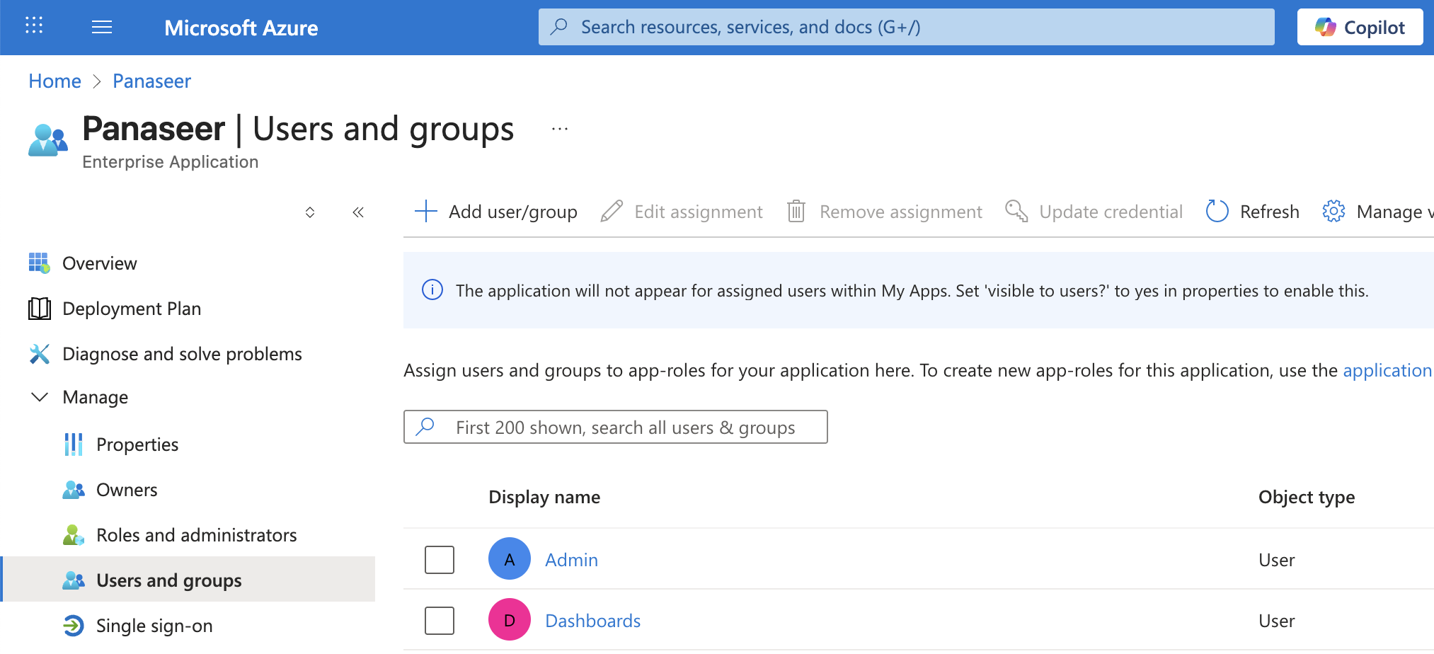User and groups
